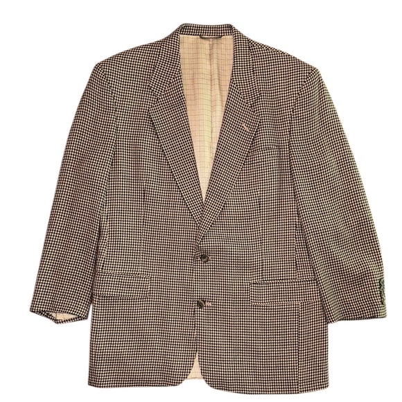 VTG Christian Dior Le Connaisseur Men’s Beige Houndstooth Blazer Sport Coat 44L - Picture 2 of 15